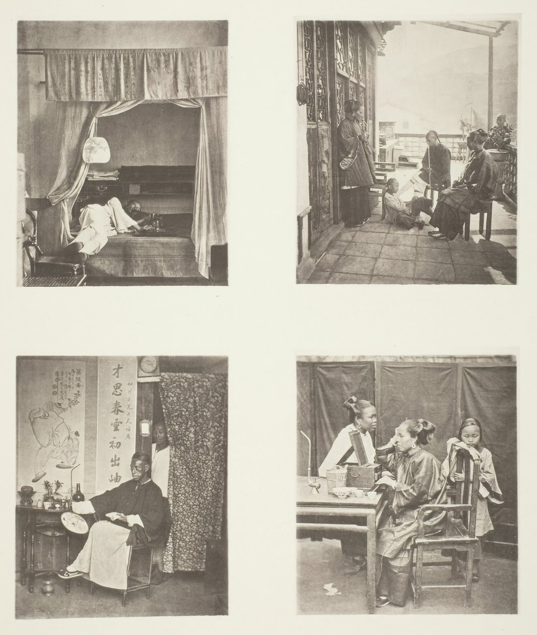 En snert af opiumsrør derhjemme, efter middag, læsning for hæder, toilettet, ca. 1868. af John Thomson