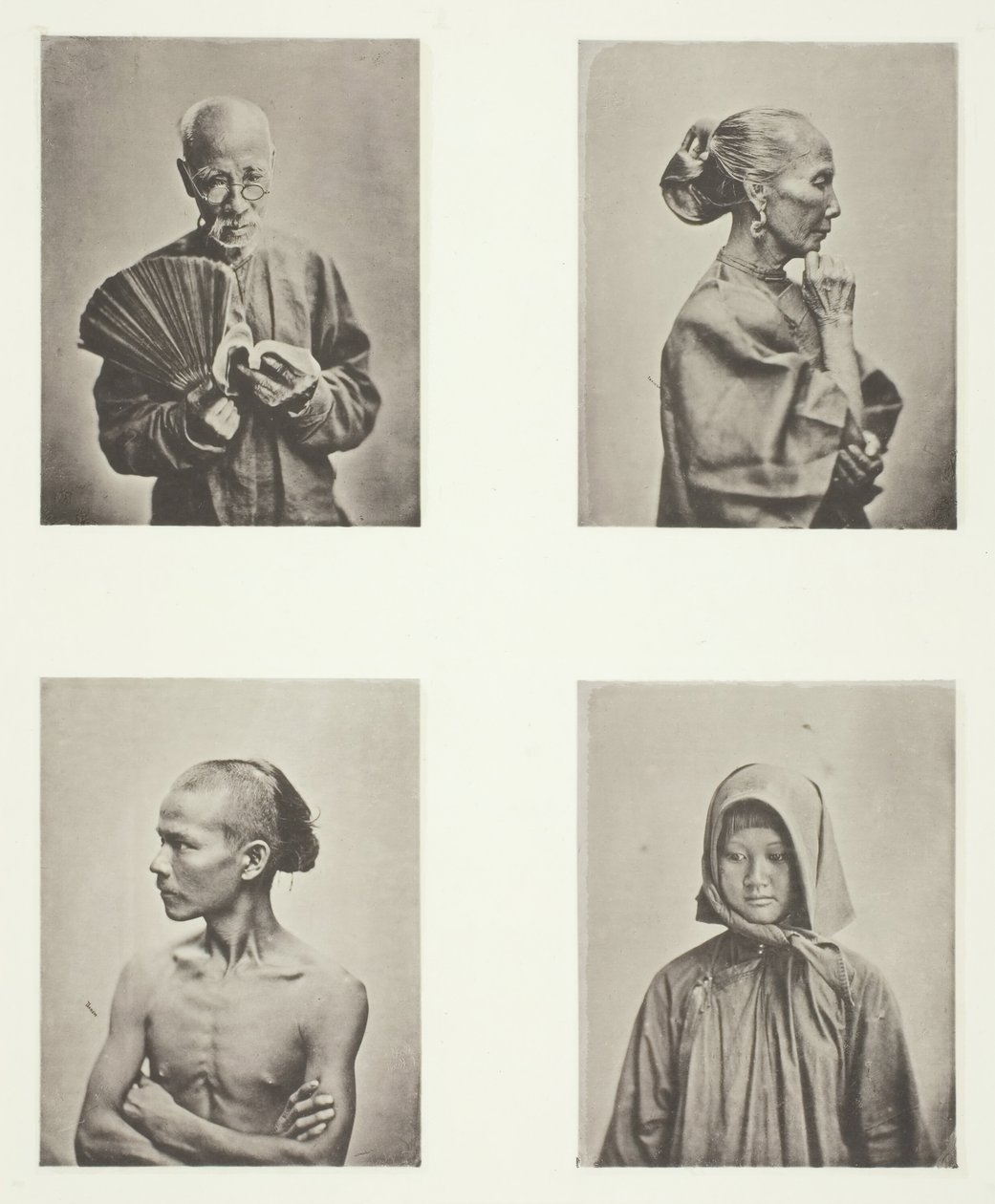 Fire hoveder, typer af arbejderklassen, ca. 1868. af John Thomson
