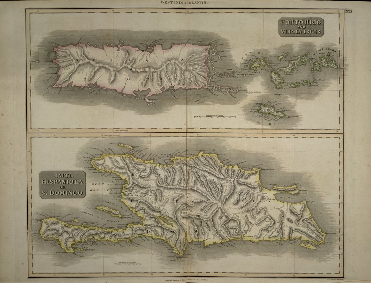 Porto Rico og Jomfruøerne: Haiti, Hispaniola eller St. Domingo, 1817 (håndfarvet gravering) af John Thomson