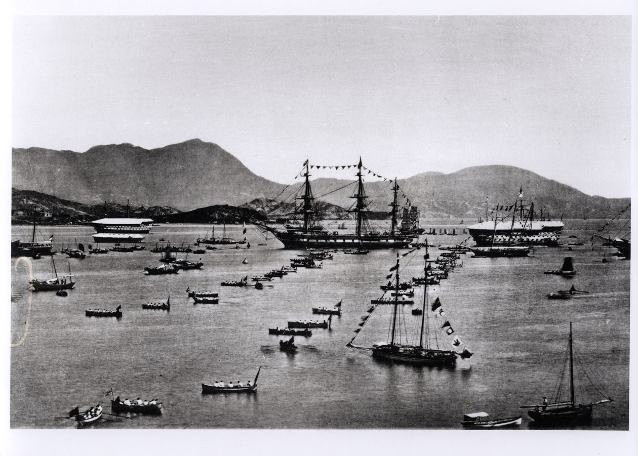 Udsigt over havnen, Hong Kong, fra 
