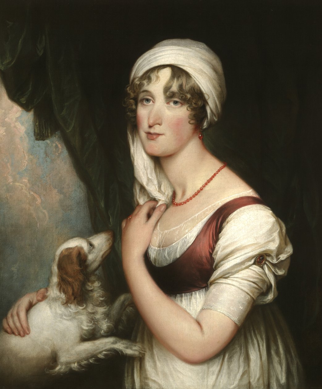 Sarah Trumbull med en spaniel, ca. 1802 af John Trumbull