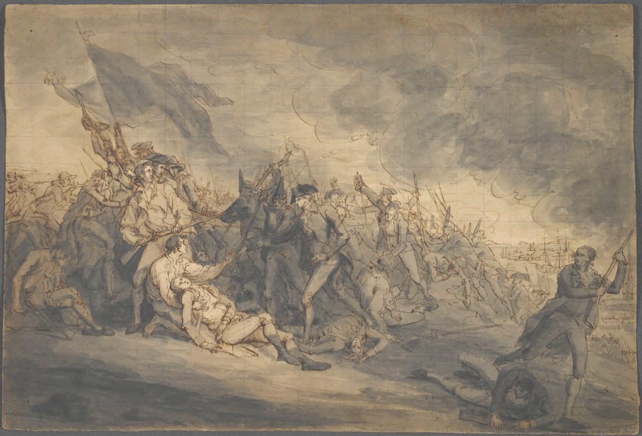 Undersøgelse til general Warrens død ved Bunker af John Trumbull