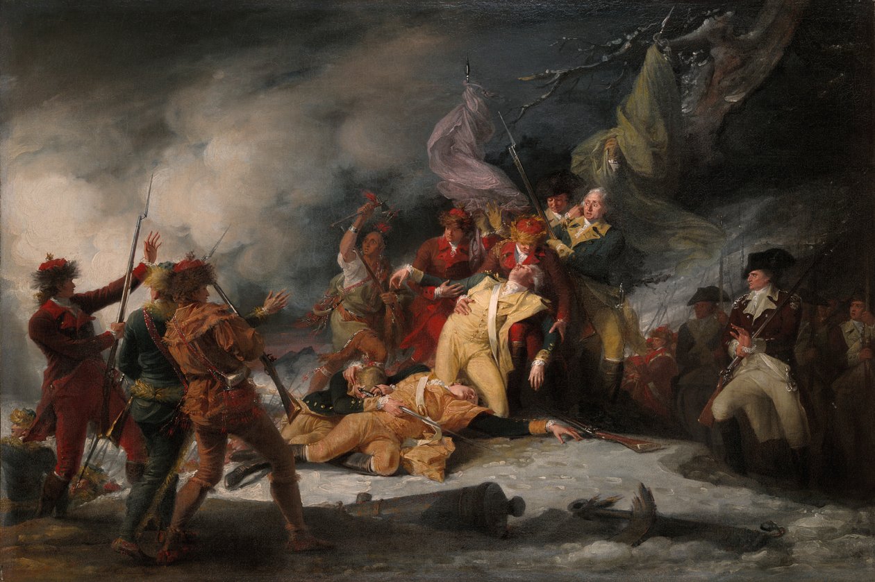 General Montgomerys død under angrebet på Quebec den 31. december 1775 af John Trumbull