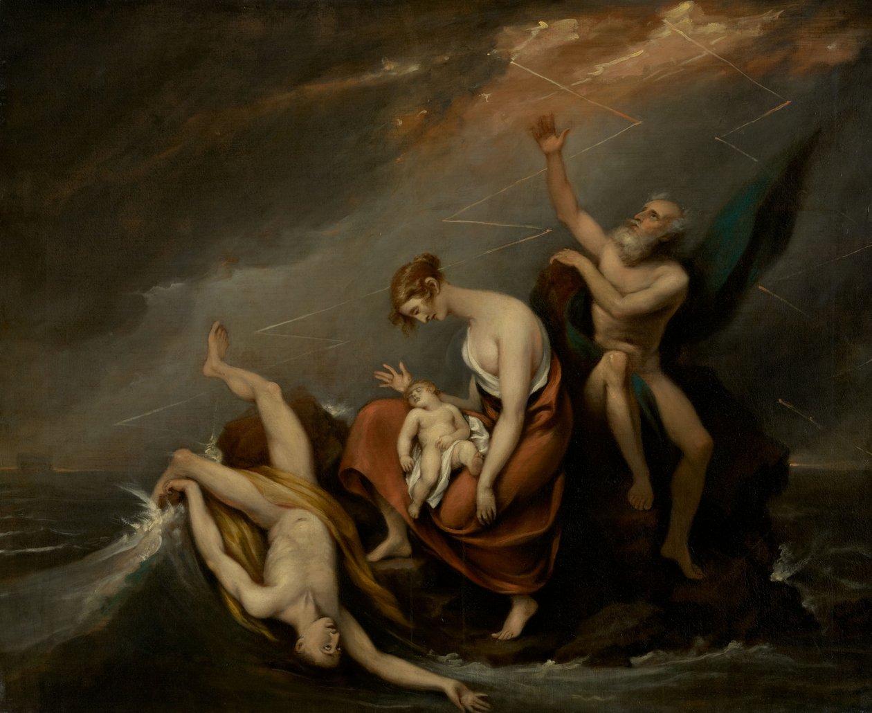 Den sidste familie, der omkom i syndfloden (Første Mosebog 7:4-24) af John Trumbull
