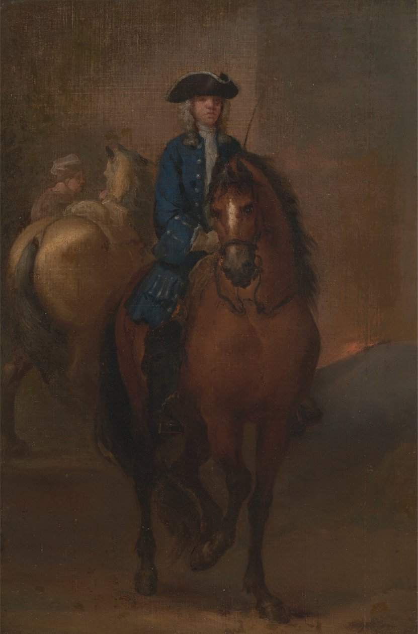 En ung herre rider på en skoleret hest af John Vanderbank