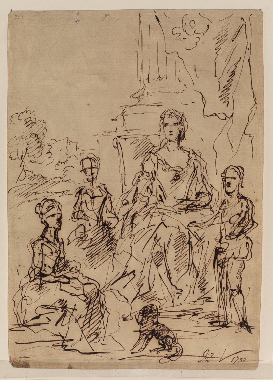 Skitse til en familieportrætgruppe, 1730 af John Vanderbank