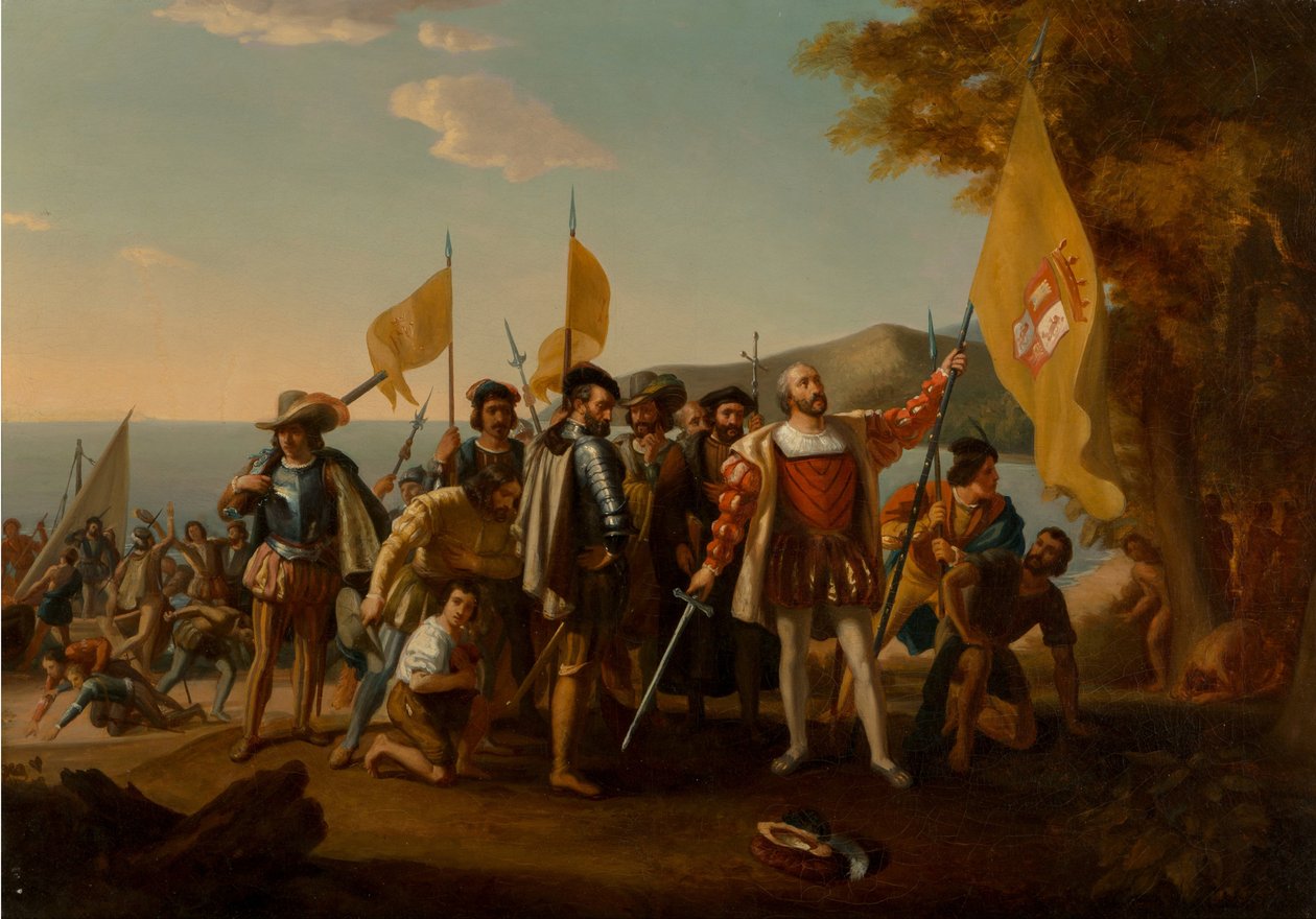The Landing of Columbus, anden halvdel af det 19. århundrede.. af John Vanderlyn after