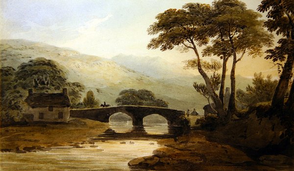 Beddgelert Bridge (akvarel på papir) af John Varley