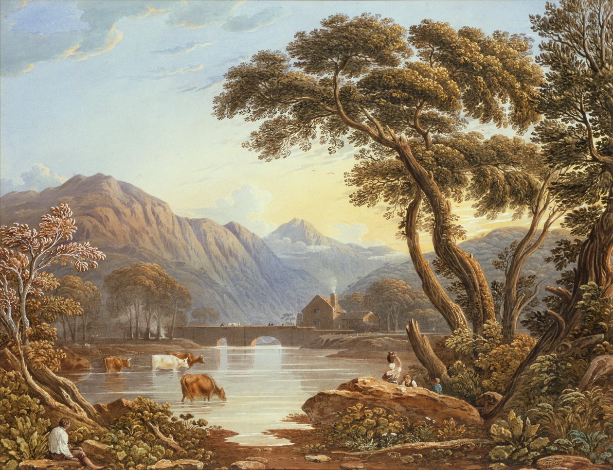 Beddgelert Bridge, North Wales (akvarel) af John Varley