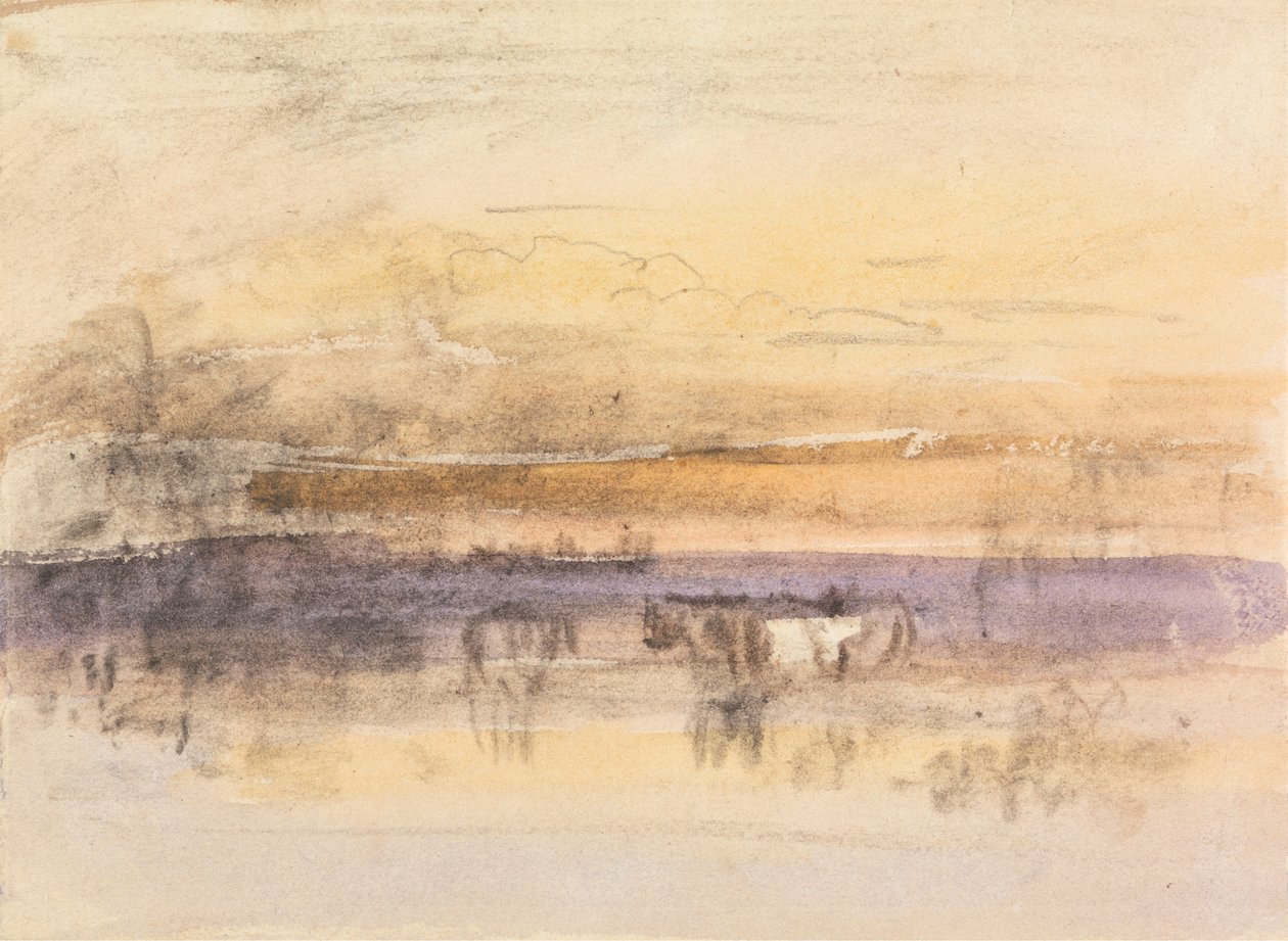 Kvægvanding ved solnedgang af John Varley
