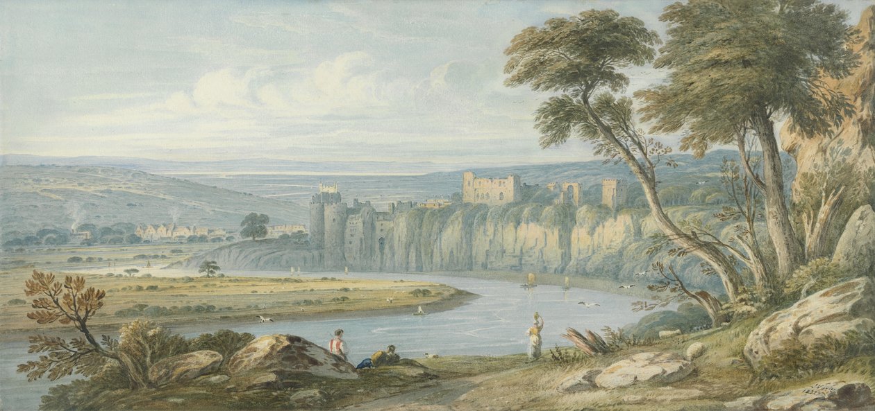 Chepstow Castle (wc på papir) af John Varley