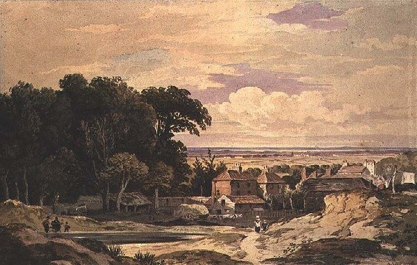 Frognal, Hampstead, ca. 1825 (akvarel) af John Varley