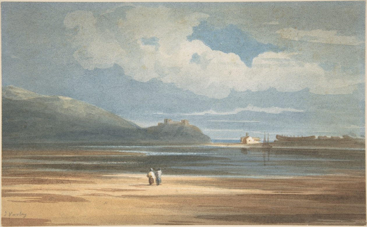 Harlech Castle på den anden side af Traeth Mawr af John Varley