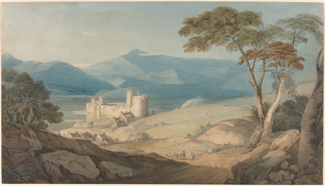 Harlech Castle og Snowdon af John Varley