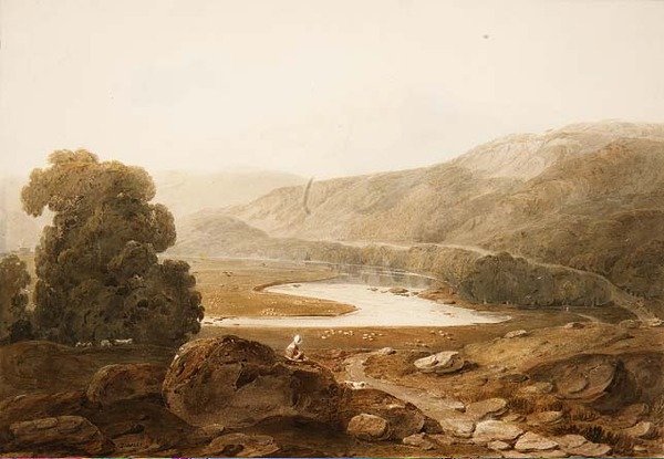 No.1607 Vale of the River Mawddach, Wales, ca. 1805 (akvarel og sort kridt på papir) af John Varley