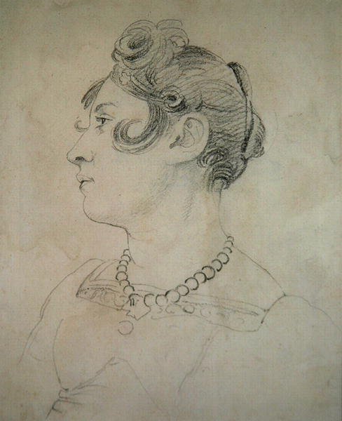 Portræt af Matilda Lowry (blyant på papir) af John Varley