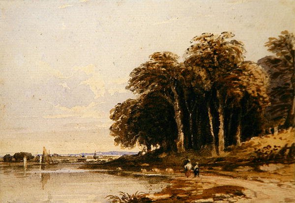 Flodlandskab (akvarel) af John Varley