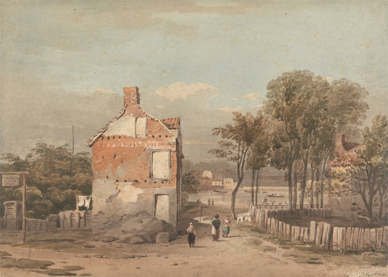 Themsen nær Penitentiary, Millbank, London af John Varley
