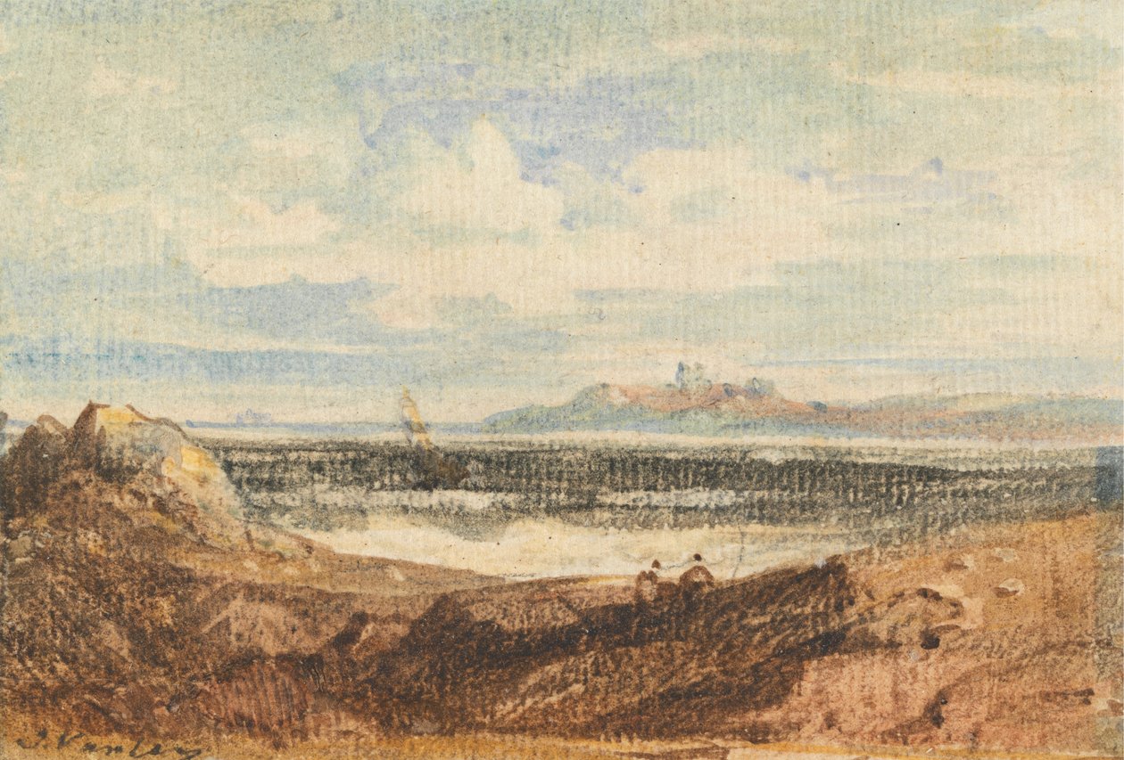 Udsigt over den robuste kystlinje, Bamburgh, Northumberland af John Varley