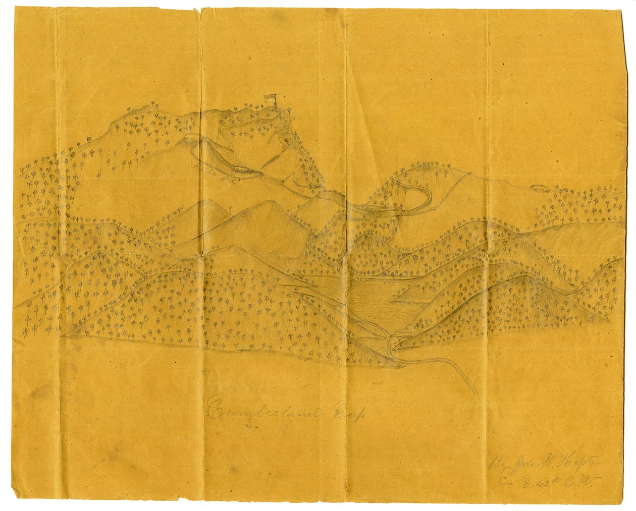 Blyantillustration af Cumberland Gap, ca. 1862-1865 af John W. Hopte