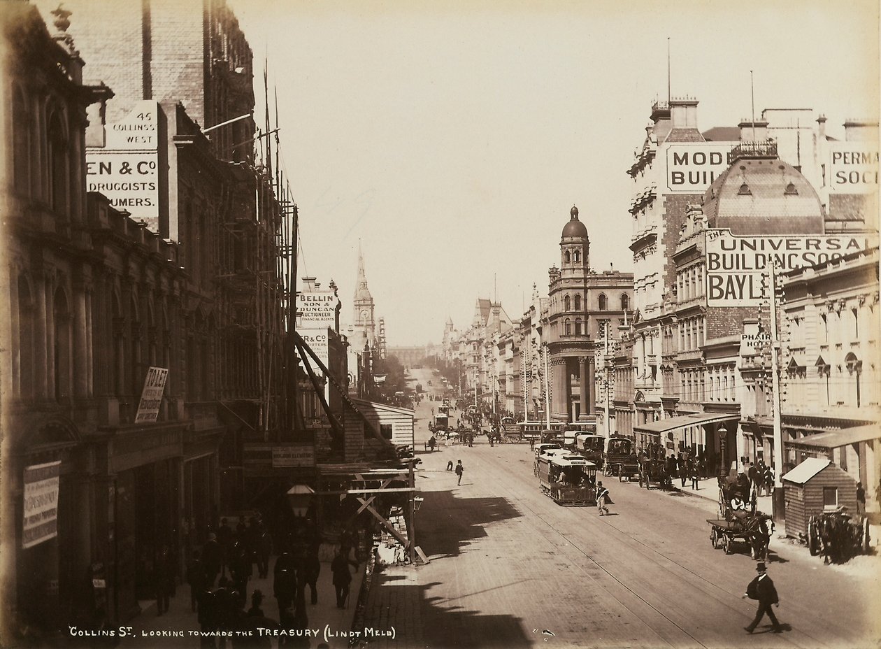 Collins Street, Melbourne, ca. 1880 af John W. Lindt