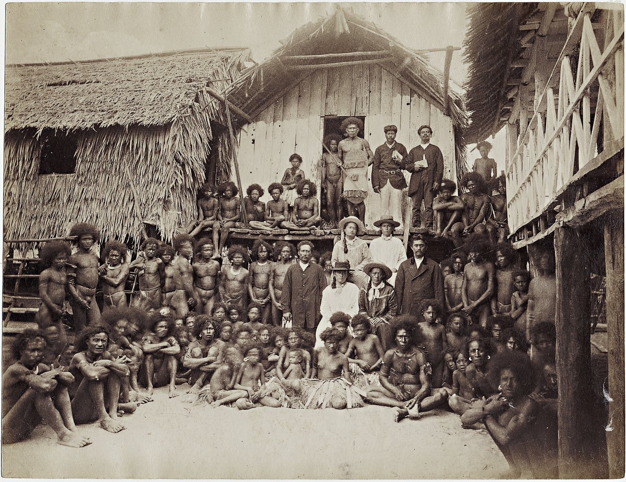 Mission House Parimata, Aroma, Ny Guinea, 1885 (albumin print) af John W. Lindt