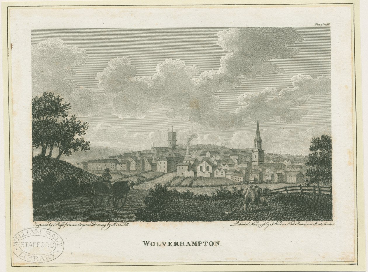 Wolverhampton - South West View: gravering, nd [c 1796] af John Walker