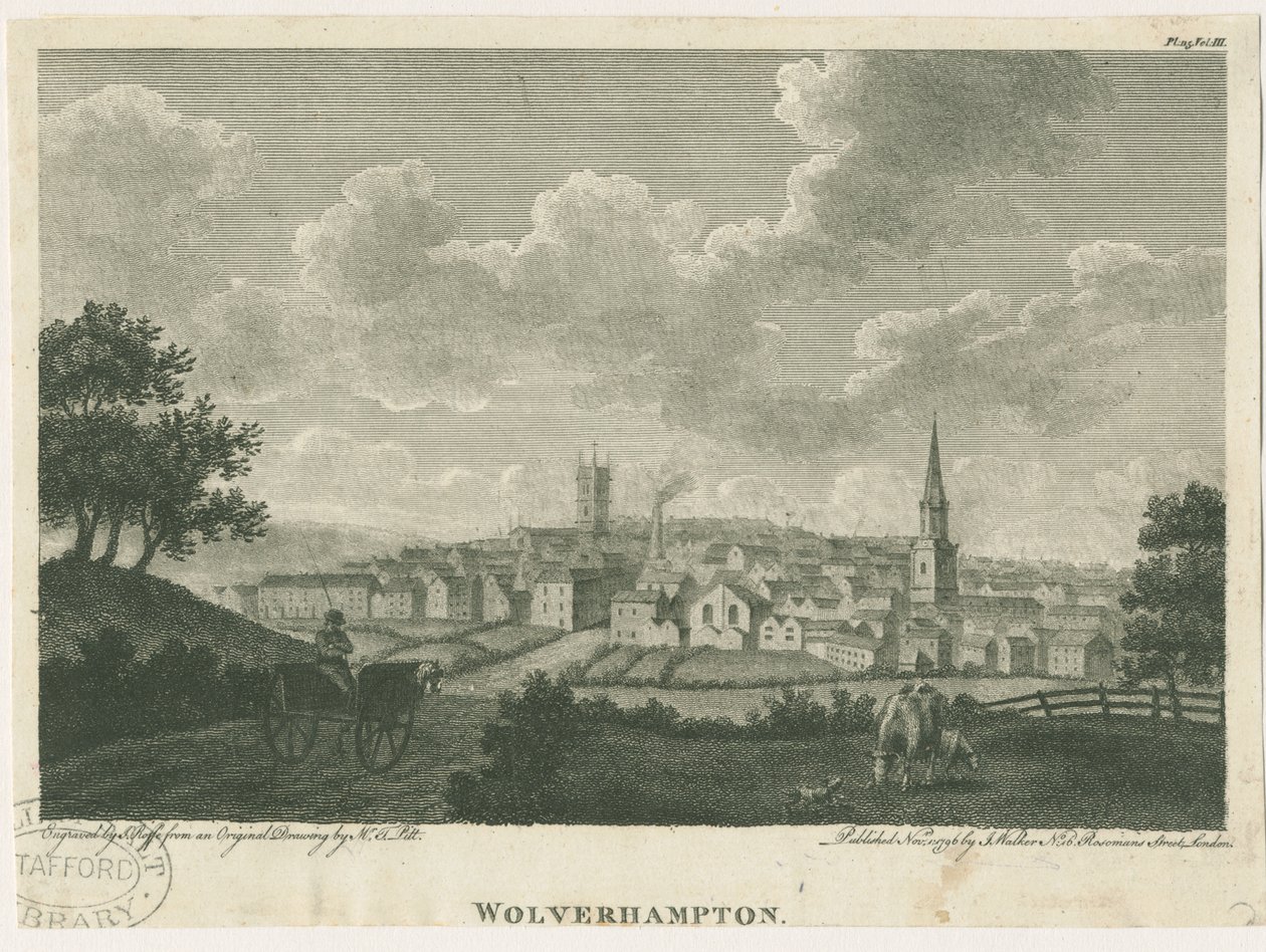 Wolverhampton - South West View: gravering, nd [c 1796] af John Walker