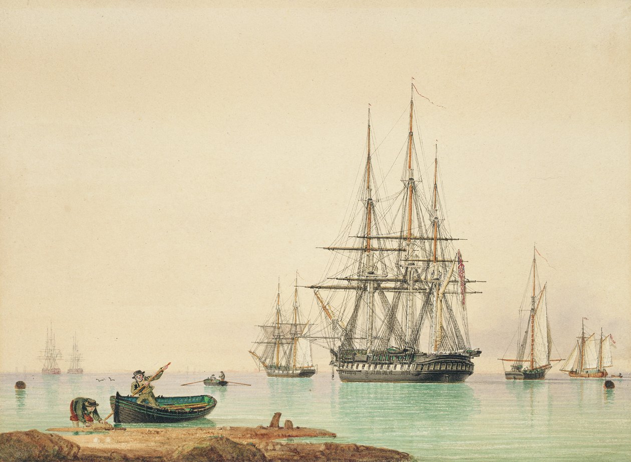 H.M.S. Vindictive (pen, blæk og akvarel på papir) af John Ward