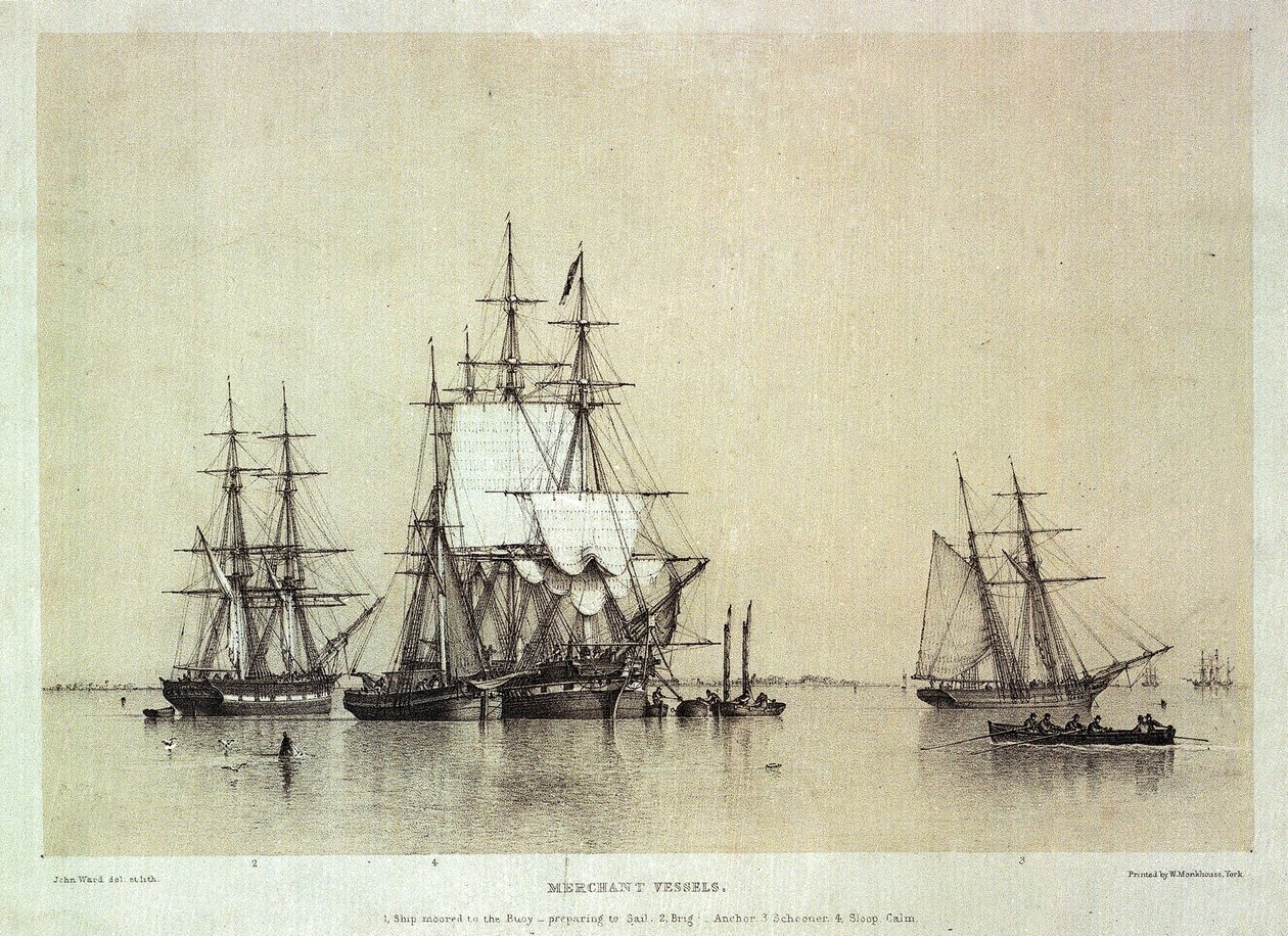 Marinestudier, handelsskibe af John Ward