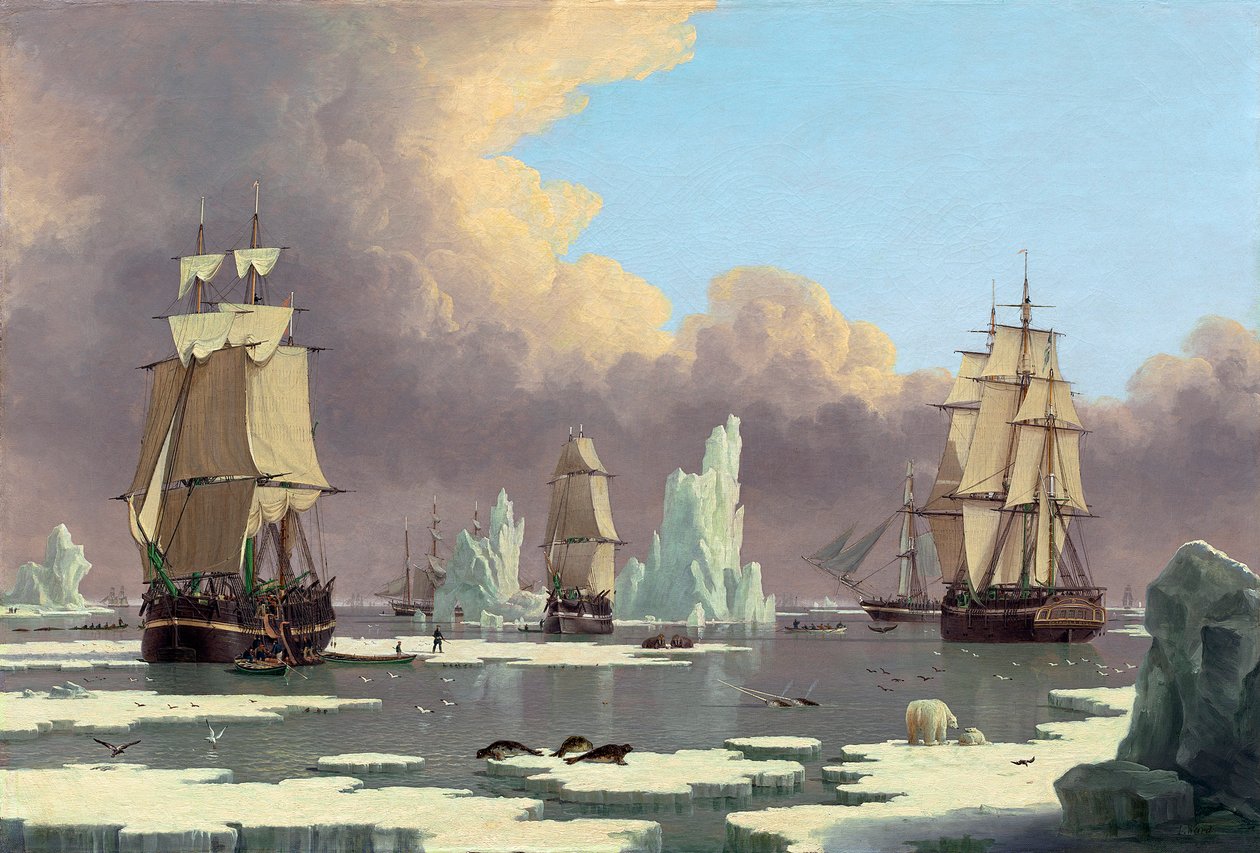 The Northern Whale Fishery: The Swan and Isabella, ca. 1840 af John Ward of Hull