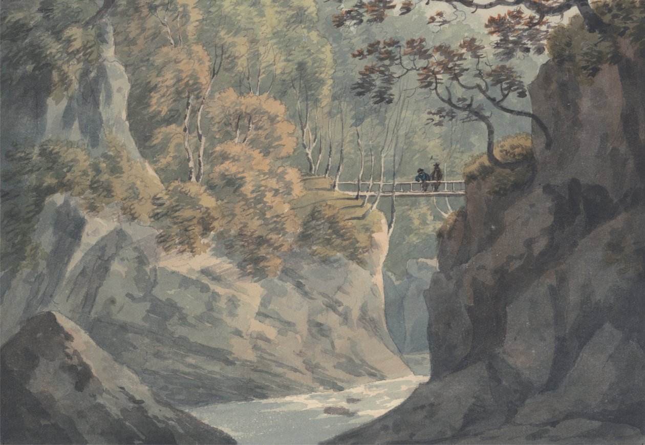 Alpine Bridge og Woodland Scenery nær Pistil y Maw af John Warwick Smith