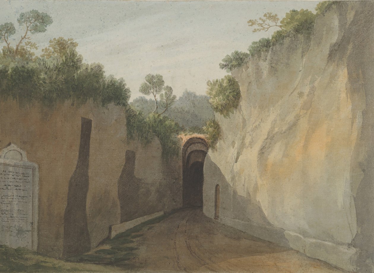 Indgangen til Grotten af Posillipo, Napoli, 1778-79. af John Warwick Smith