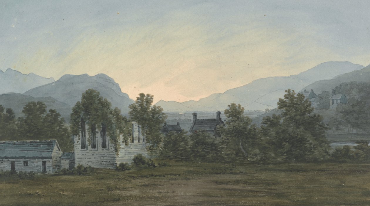 Ruinerne af Cymer Abbey ved Mawddach-floden af John Warwick Smith