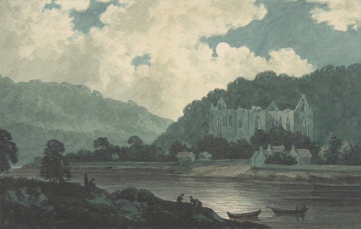 Tintern Abbey ved Moonlight, ca. 1789. af John Warwick Smith