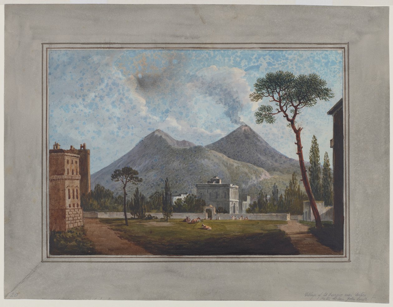 Village Of St Giorgio Near Portici, ca. 1781 (akvarel, gouache, blyant og gummi arabisk på papir) af John Warwick Smith