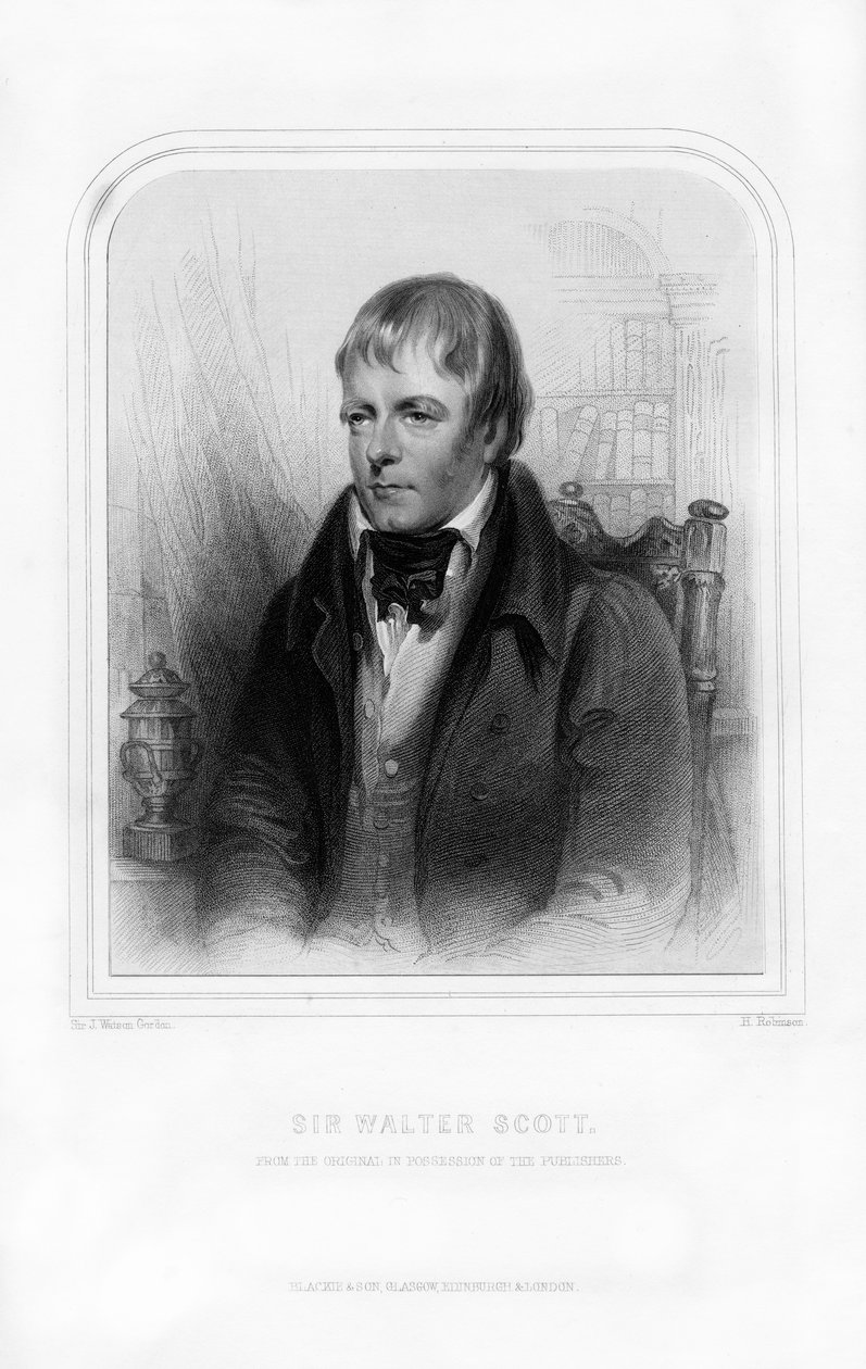 Sir Walter Scott, 1. Baronet, skotsk historisk romanforfatter og digter, 1870. af John Watson Gordon