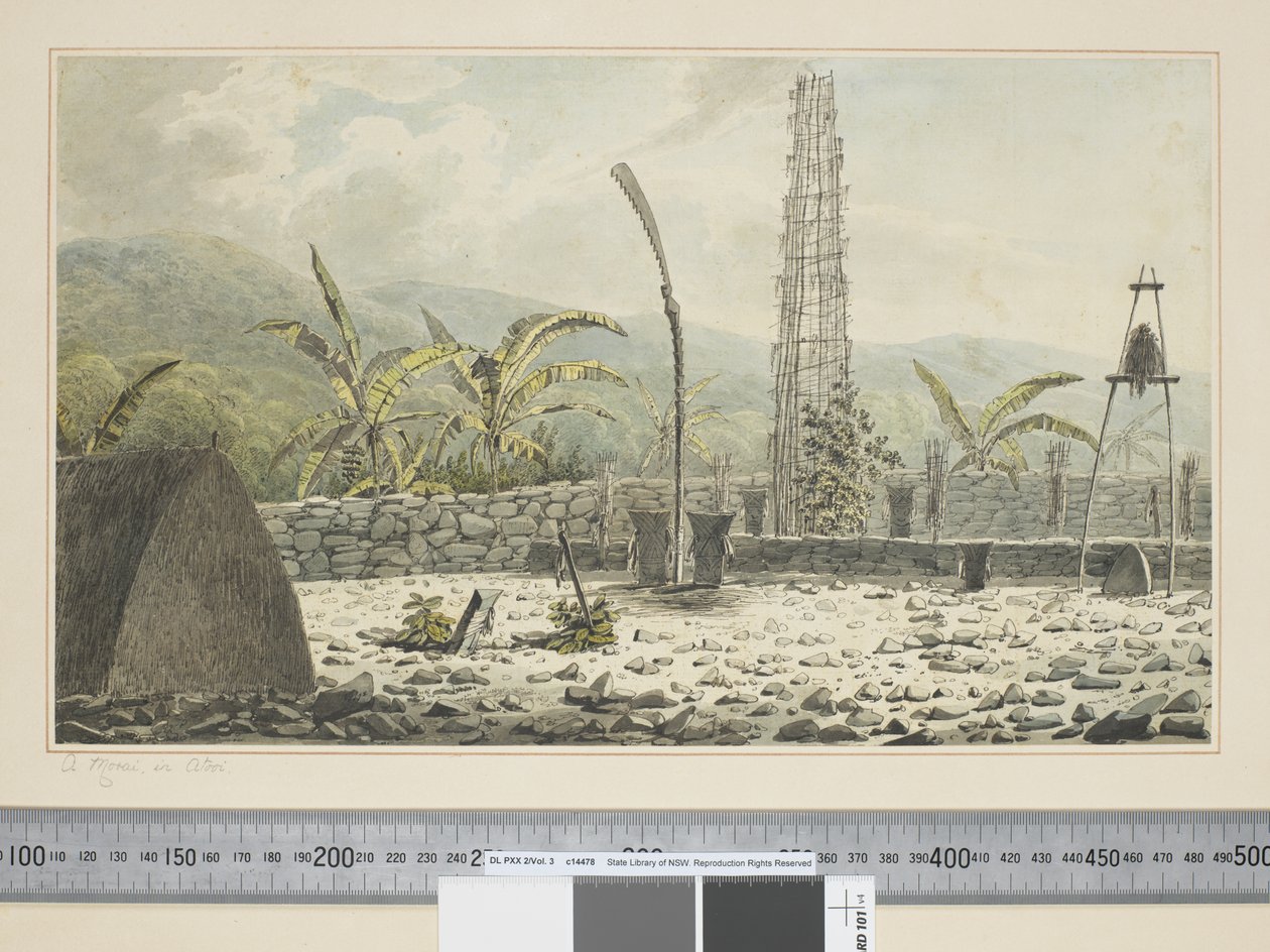 F.17 A Morai, i Atooi, ca. 1773-84 (akvarel) af John Webber