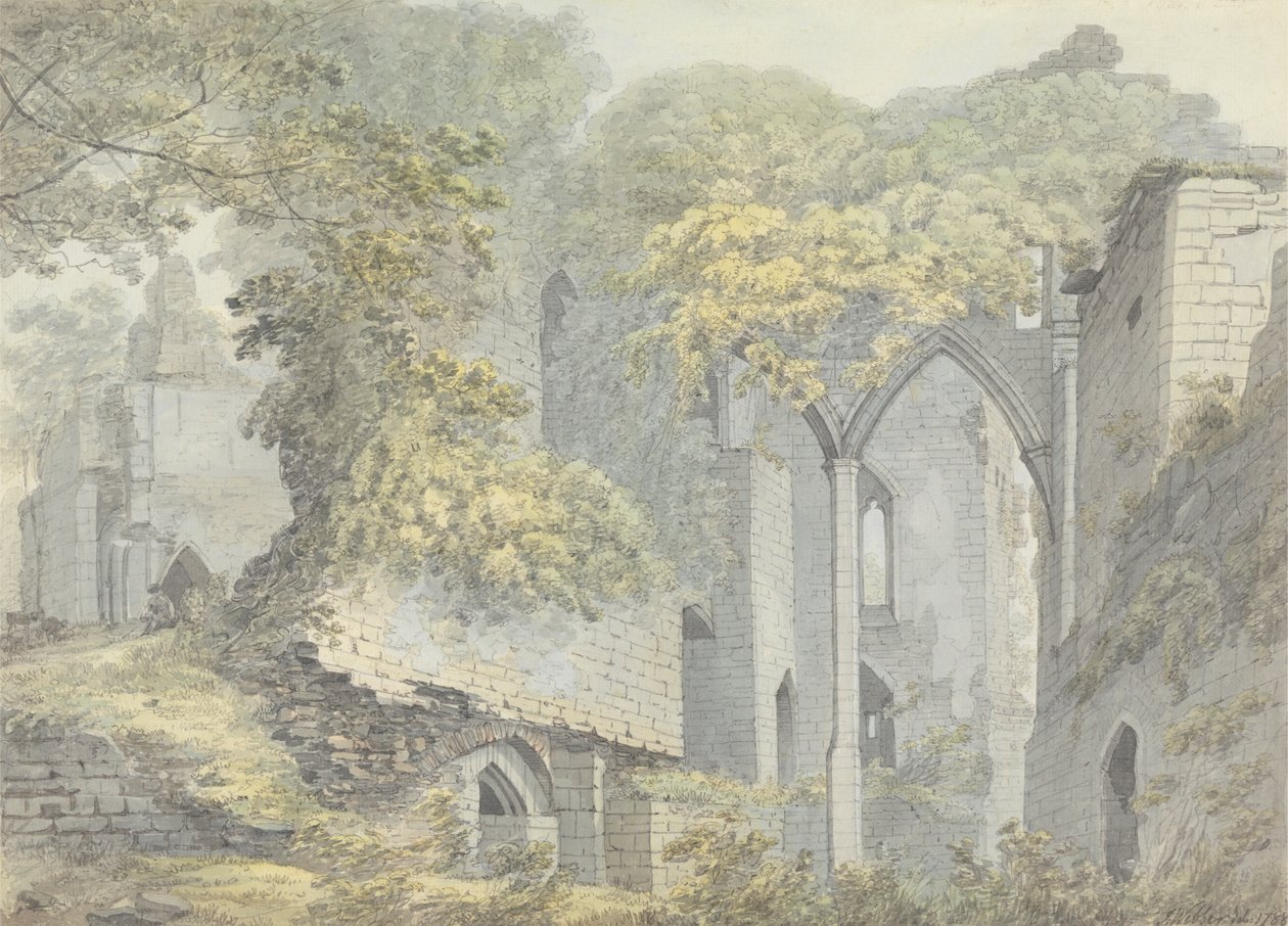 Goodrich Castle på Wye, Hertfordshire af John Webber