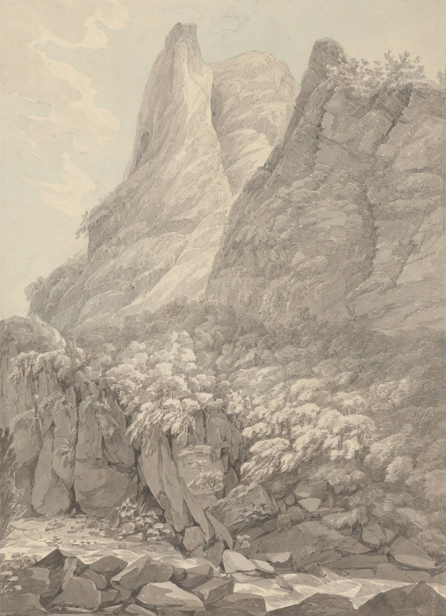 Thurshouse Tor fra floden Manifold, Derbyshire af John Webber