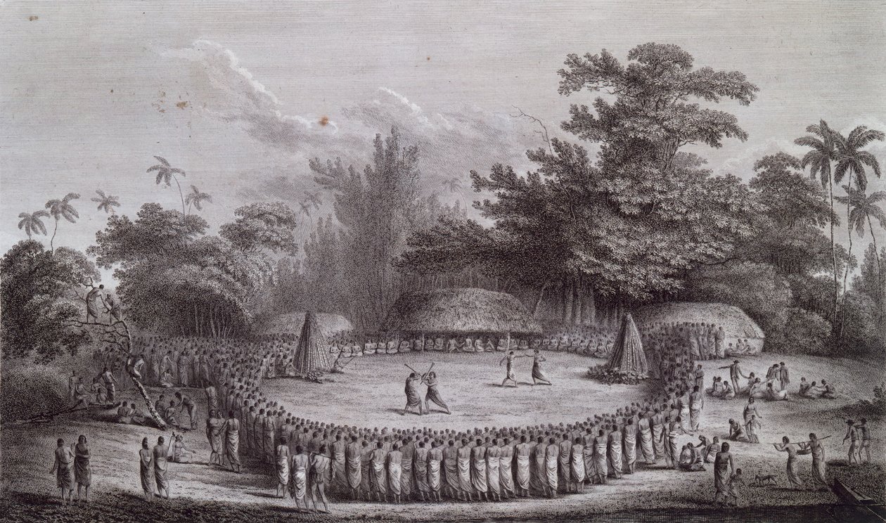 Tongaøerne: Velkomstceremoni for kaptajn James Cook af John Webber