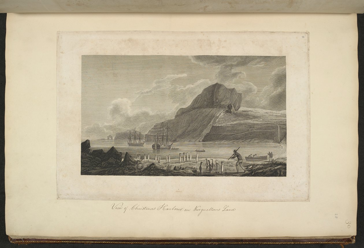 Näkymä Joulusatamaan Kerguelenin saarella, joulukuu 1776 af John Webber