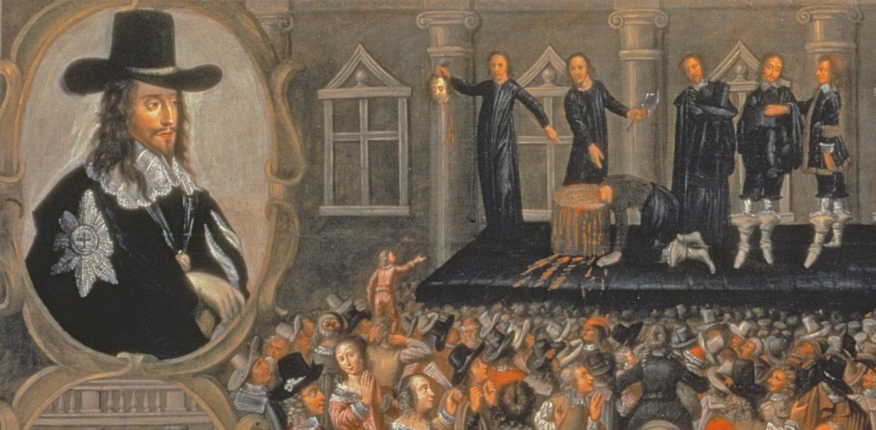 En øjenvidne-repræsentation af henrettelsen af kong Charles I i 1649 (detalje af 70021) af John Weesop