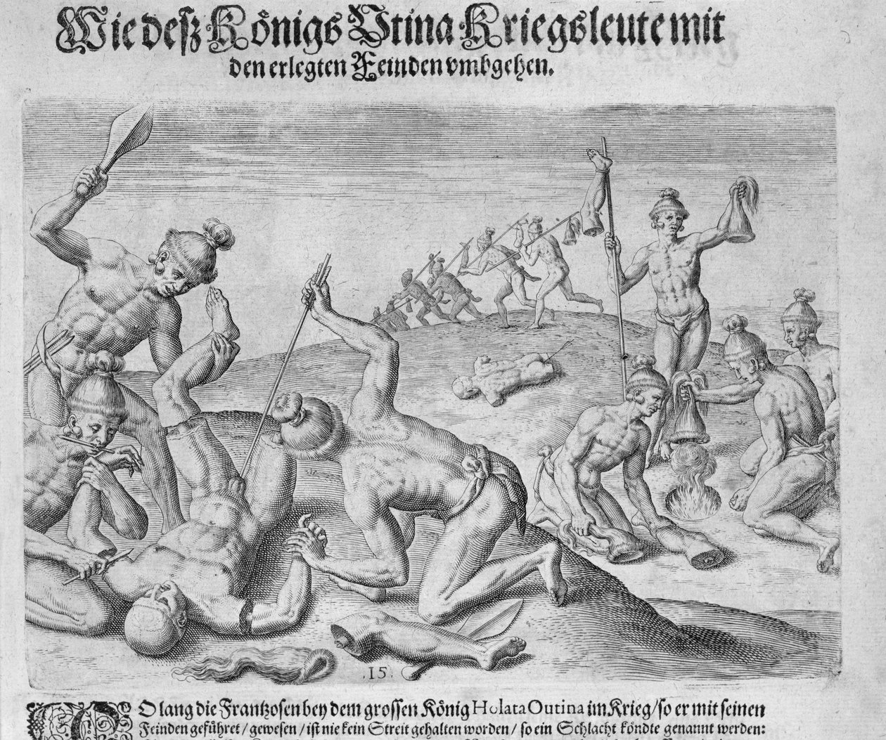 Kannibalisme, indgraveret af Theodor de Bry (1528-98) af John White