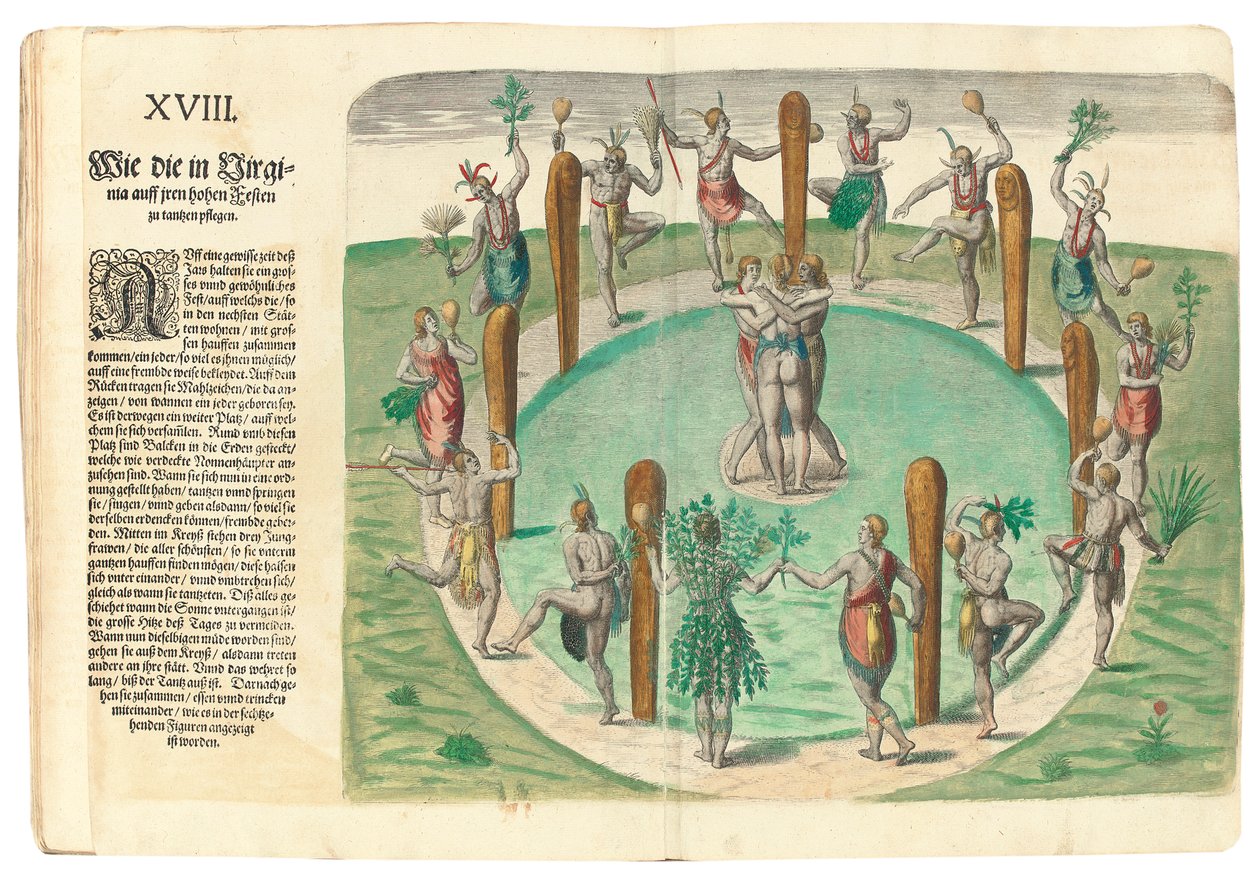 Indfødte indianere danser, 1590 af John White