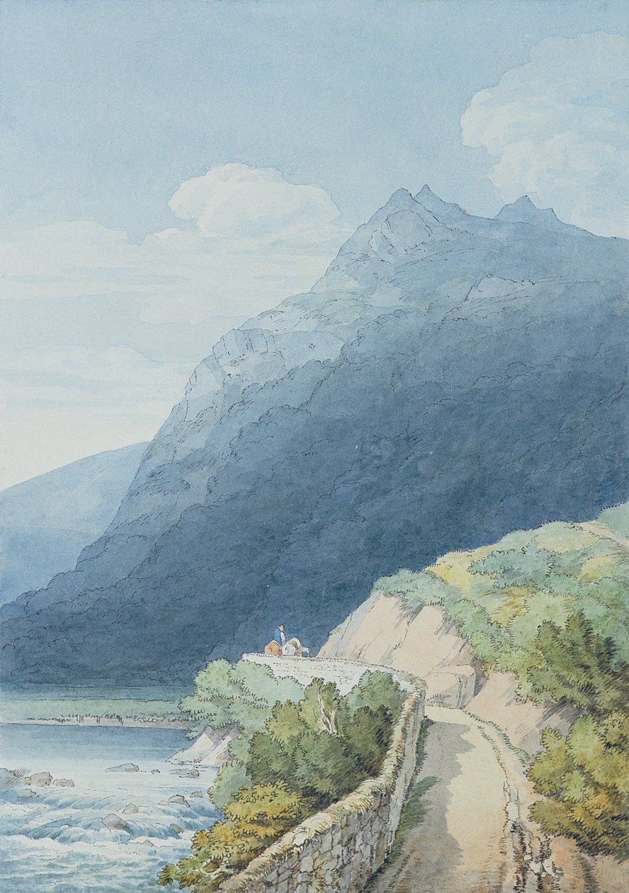 Darten ved Holne Chase, Devon (wc, pen og blæk) af John White Abbott