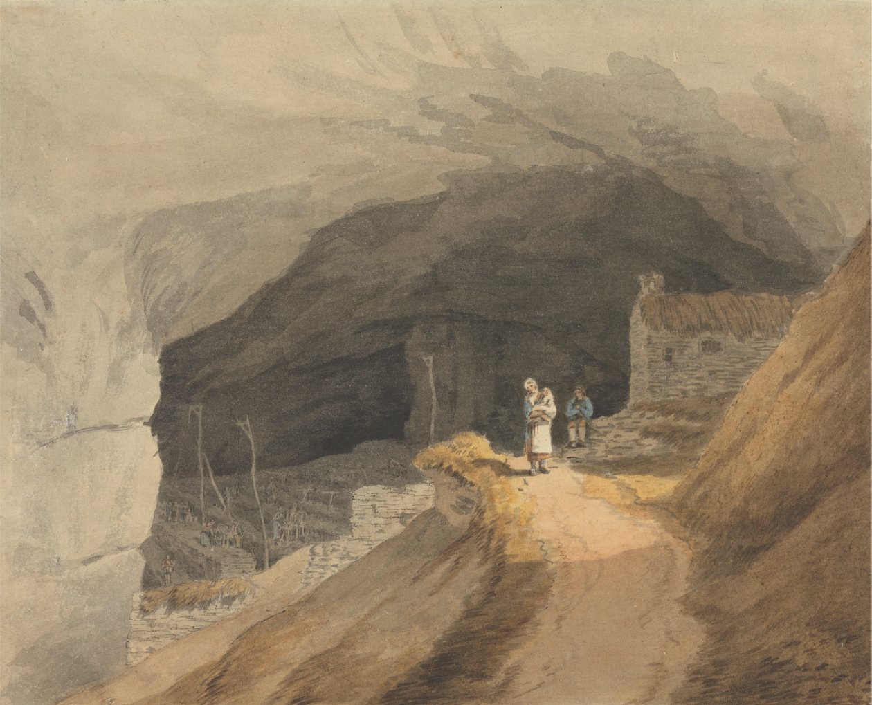 The Mouth of the Cavern ved Castleton i Peak of Derby af John White Abbott