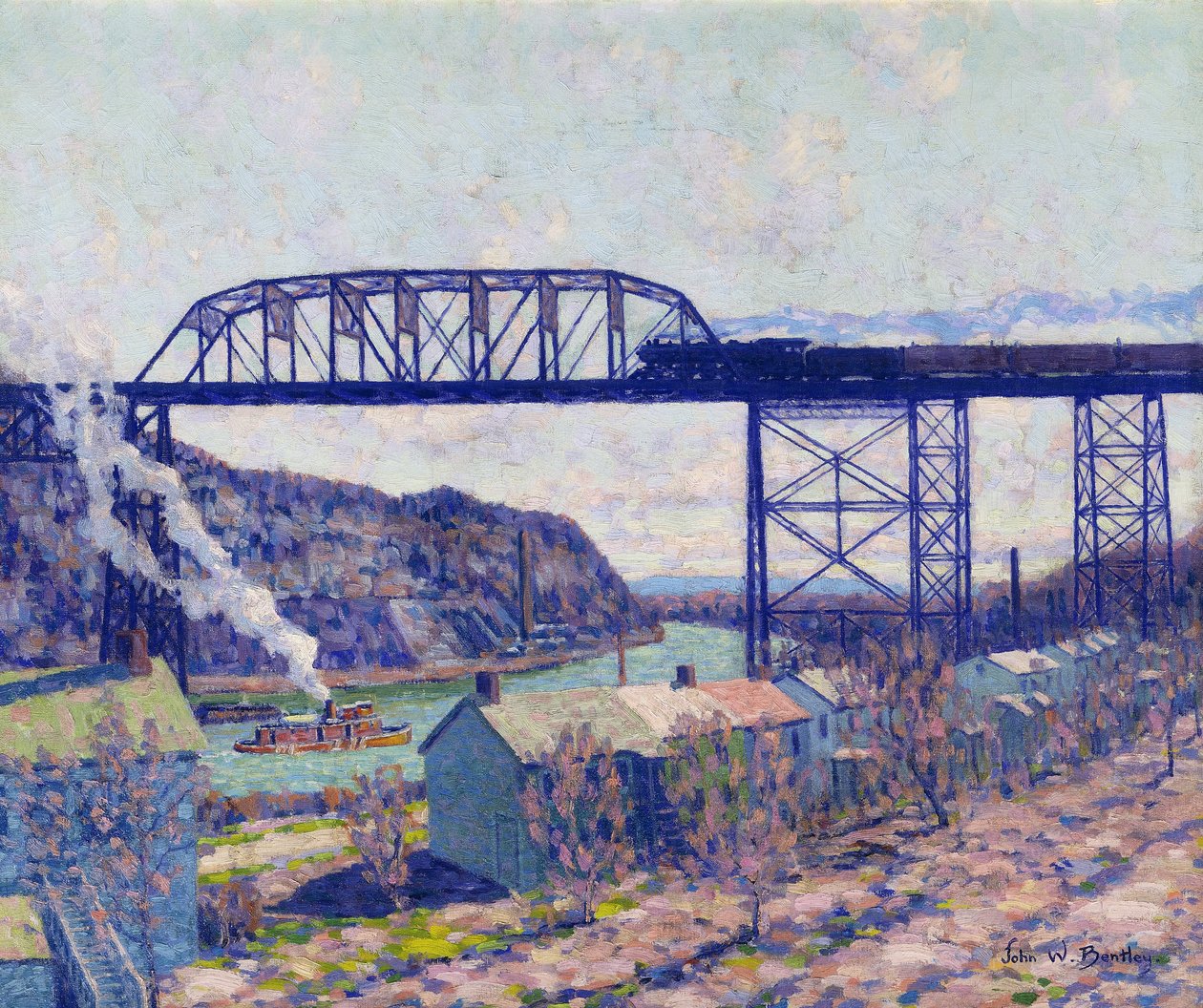 On the Rondout (olie på lærred) af John William Bentley