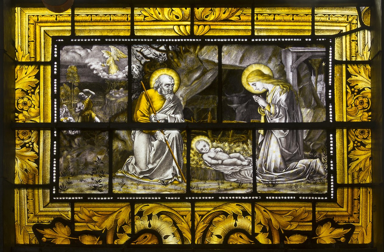 Oxford, Trinity College, James Powell & Sons, John William Brown (1842-1928), The Nativity, 1885 af John William Brown