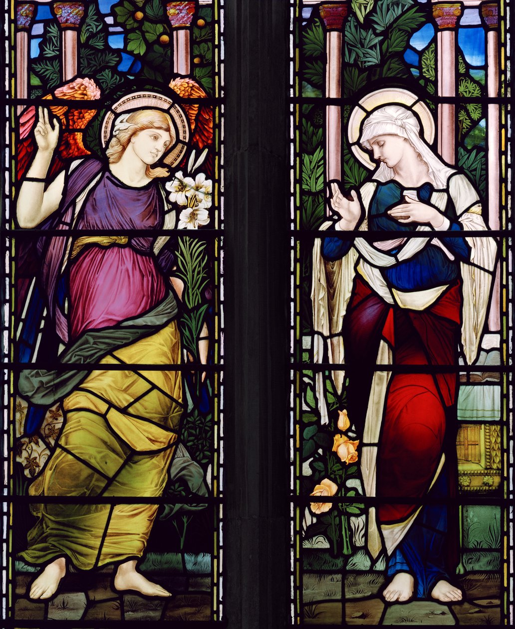 Bebudelsen, ca. 1885 (farvet glas) af John William Brown